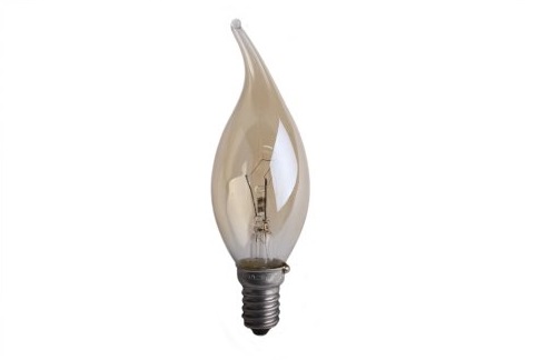 Deco kaarslamp 25W E14 230V BXS35 gold tint bentip