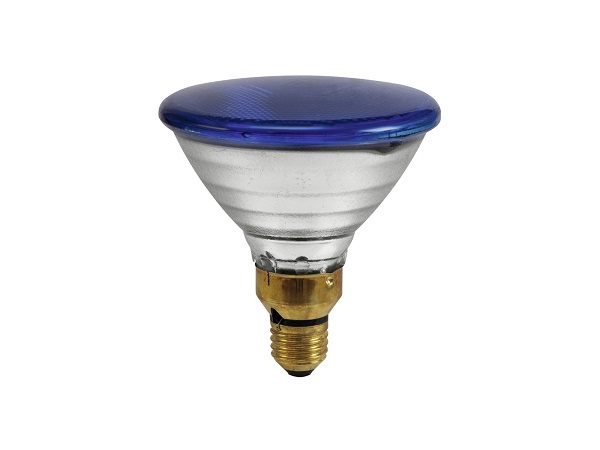 Omnilux persglaslamp PAR38 80W E27 230V flood 30° blauw