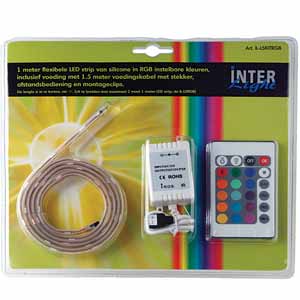 Interlight IL-LSKITRGB RGB LED strip 1m 7,2W 12V DC 30 RGB LED's basiskit incl driver 230V/12VDC en afstandsbediening