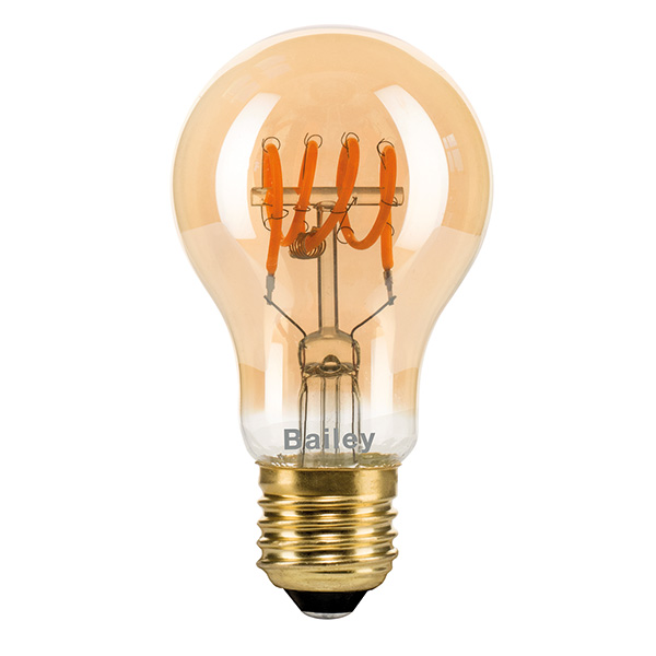 Bailey Thomas flexLED filament LED normaallamp spiraled 3,2W E27 230V 2200K kleur 922 A60 goud tint dimbaar