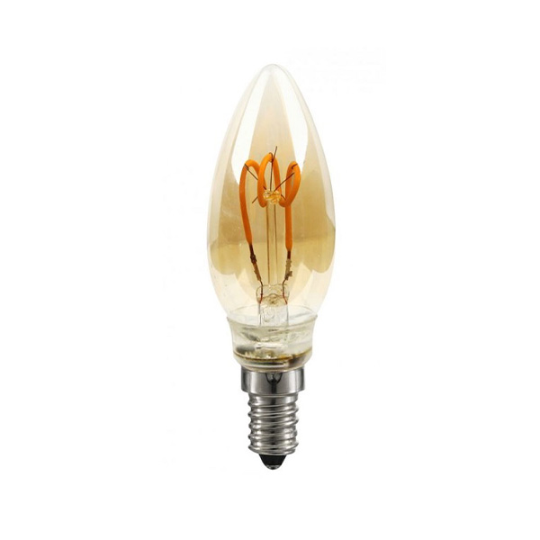 Civilight Gold & flexLED filament LED kaarslamp 3W E14 220V-240V 2200K kleur 822 C35 goud dimbaar