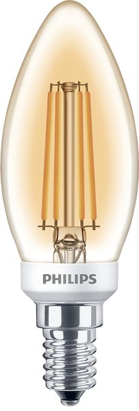 Philips Classic filament LED kaarslamp 5W-35W E14 220V-240V 2500K kleur 825 B35 goud dimbaar