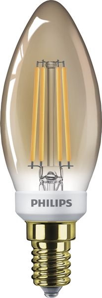Philips Classic filament LED kaarslamp 5W-32W E14 220V-240V 2200K kleur 822 B35 goud dimbaar