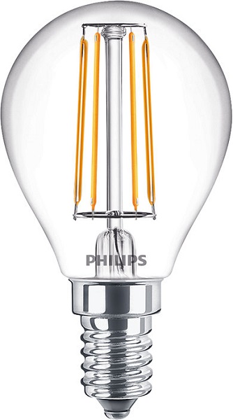 Philips Classic filament LED kogellamp 4,5W-40W E14 220V-240V 2700K kleur 827 P45 helder dimbaar