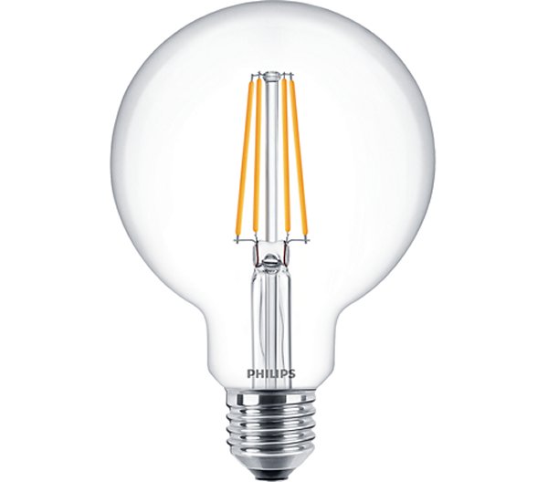 Philips Classic filament LED globelamp D 95mm 7,2W-60W E27 220V-240V 2700K kleur 827 helder dimbaar
