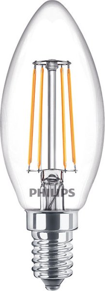 Philips Classic filament LED kaarslamp 4,5W-40W E14 220V-240V 2700K kleur 827 B35 helder dimbaar