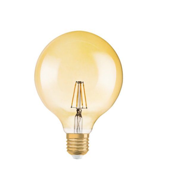 Osram Vintage 1906 filament LED globelamp 125mm 4W=35W E27 220-240V 2400K kleur 824 goud niet dimbaar