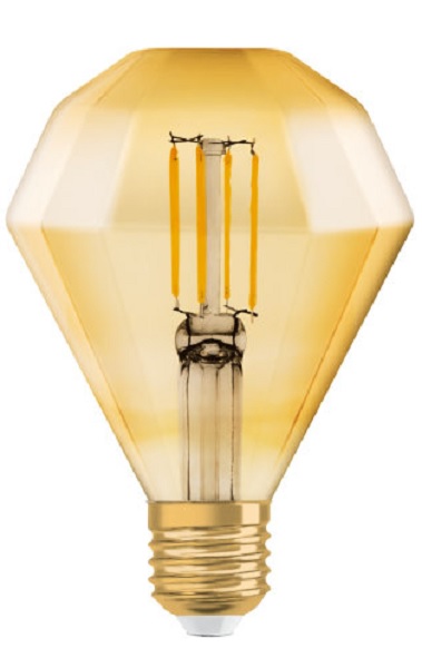 Osram Vintage filament Diamond LEDlamp 1906 4,5W=40W E27 220-240V 2500K kleur 825 goud niet dimbaar