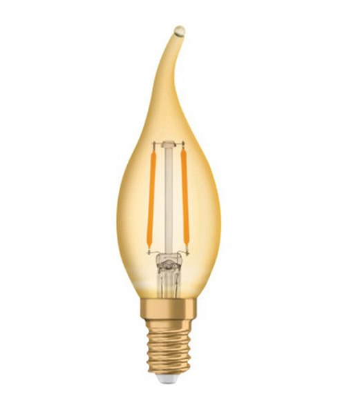 Osram Vintage 1906 filament LED bentip BA35 kaarslamp 1,4W=12W E14 220V-240V 2500K kleur 825 goud niet dimbaar