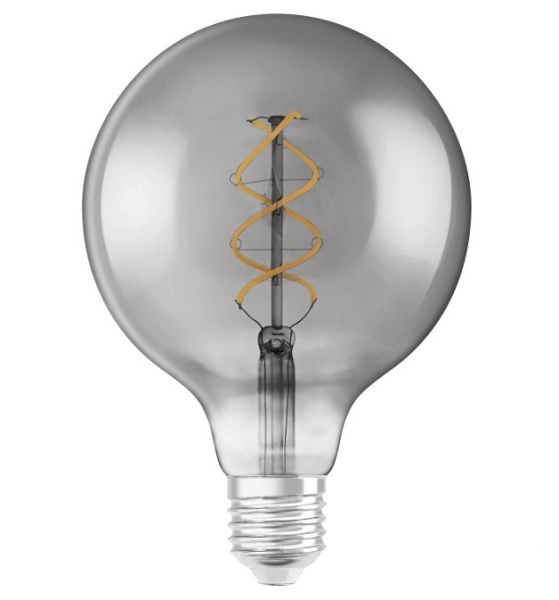 Osram Vintage filament RF1906 LED globelamp 125mm 5W=15W E27 220V-240V 1800K kleur 818 rookglas niet dimbaar