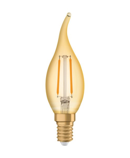 Osram Vintage 1906 filament LED bentip kaarslamp 2,5W=22W E14 220V-240V 2400K kleur 824 BA35 goud niet dimbaar