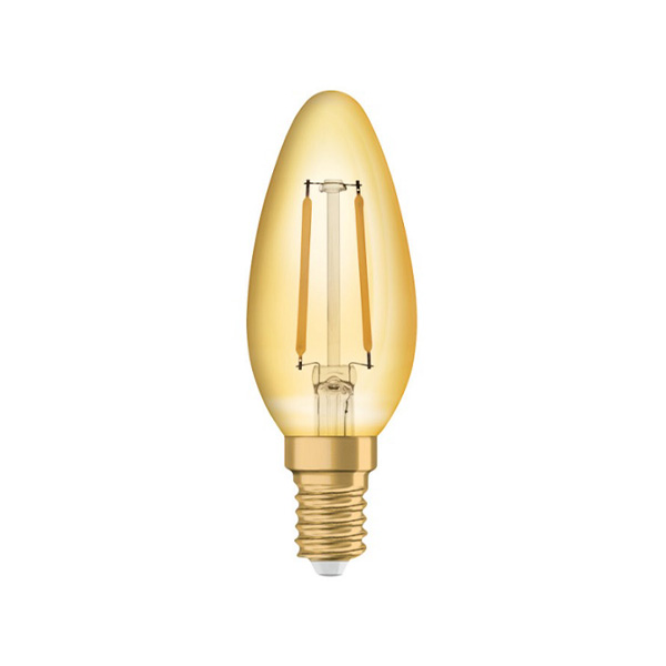 Osram Vintage 1906 filament LED kaarslamp 2,5W=22W E14 220V-240V 2400K kleur 824 B35 goud niet dimbaar