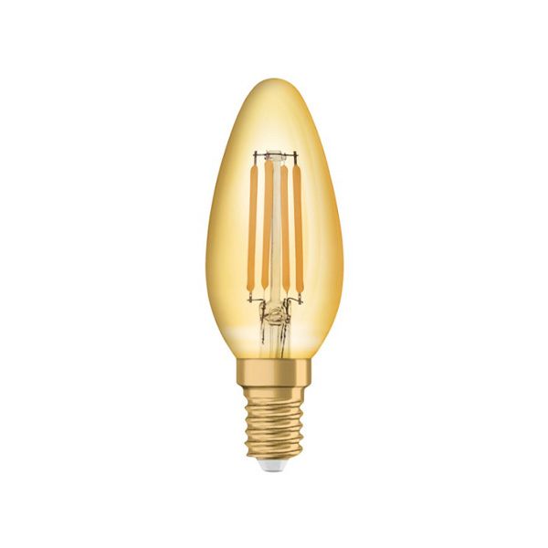 Osram Vintage 1906 filament LED kaarslamp 4W=35W E14 220V-240V 2400K kleur 824 B35 goud niet dimbaar