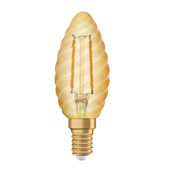 Osram Vintage 1906 filament LED kaarslamp gedraaid 2,5W=22W E14 220V-240V 824 2400K 824 BW35 goud niet dimbaar