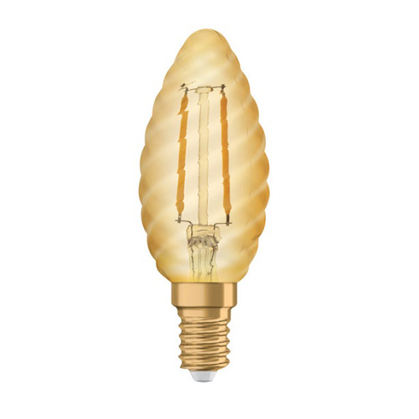 Osram Vintage 1906 filament LED kaarslamp gedraaid 1,5W=12W E14 220V-240V 824 2400K BW35 goud niet dimbaar