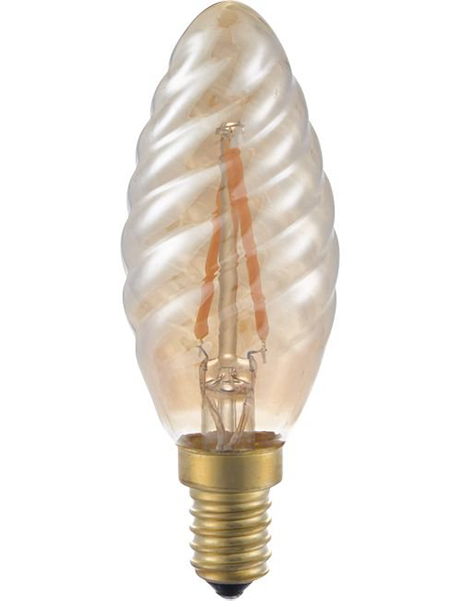 SPL filament LED gedraaide kaarslamp 1,5W E14 230V 2000K kleur 920 goud dimbaar
