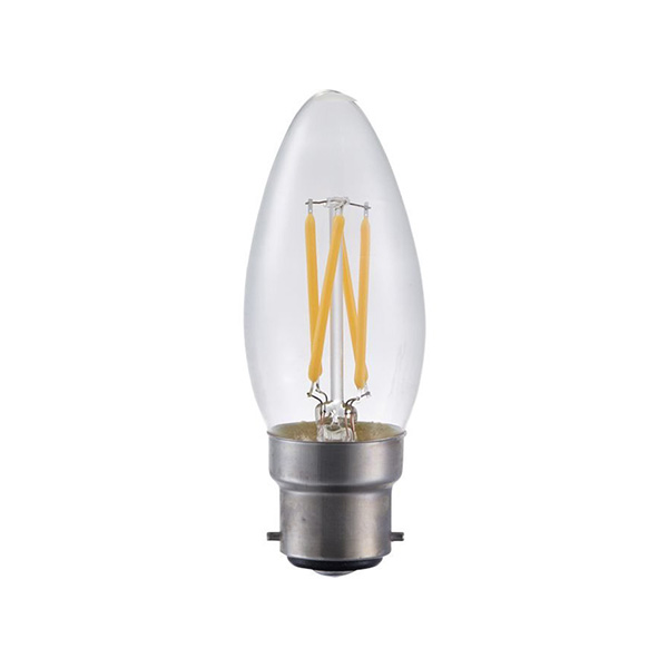 SPL filament LED kaarslamp 4W Ba22d 230V 2500K kleur 925 helder dimbaar