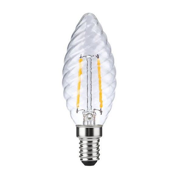 SPL filament LED gedraaide kaarslamp 2W E14 230V 2200K kleur 922  helder dimbaar