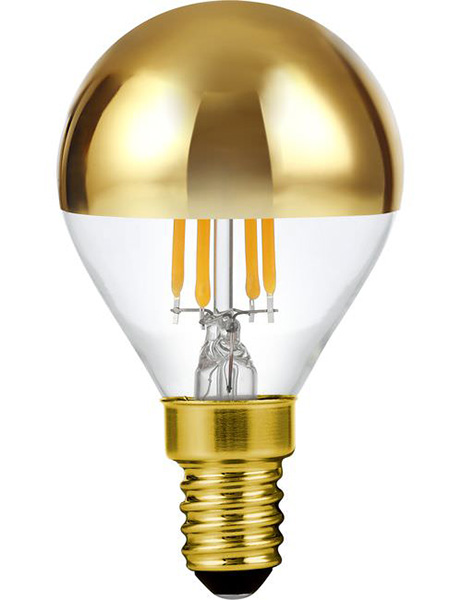 SPL filament LED kopspiegel kogellamp 4W E14 230V 2500K kleur 925 goud dimbaar