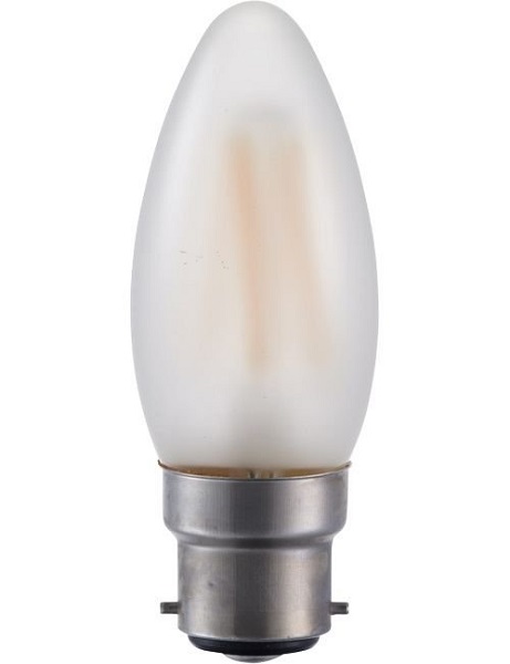 SPL filament LED kaarslamp 4W=34W Ba22d 230V 925 2500K C35 mat dimbaar