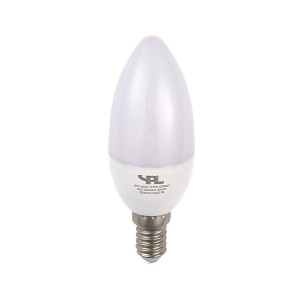 SPL LED kaarslamp DTW 4W=25W E14 230V 927-920 2700K-2000K C37 opaal dimbaar