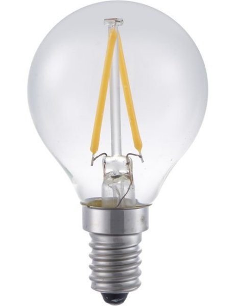 SPL filament LED kogellamp 2W=15W E14 230V 2700K kleur 827 helder niet dimbaar