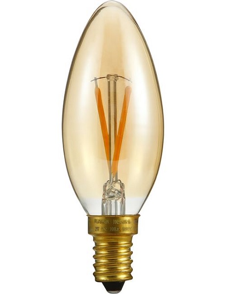 SPL filament LED kaarslamp 2W E14 230V 2200K kleur 922 goud dimbaar