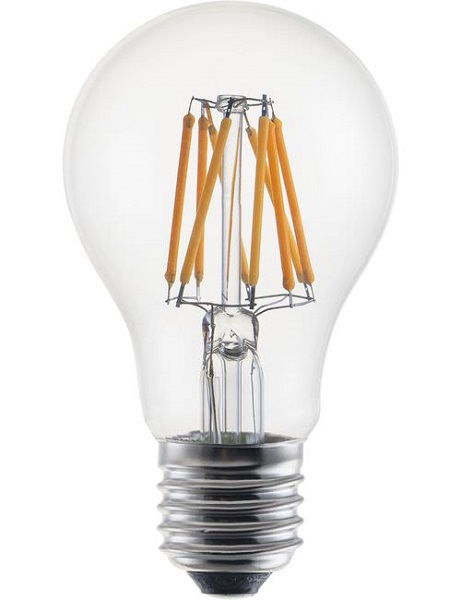 SPL filament LED DTW normaallamp 6W E27 230V 2700-2200K kleur 927-922 helder dimbaar
Dim to warm, kleurtemperatuur verschuift van warmwit (3000K) naar zeer warmwit (2200K) bij volledig dimmen