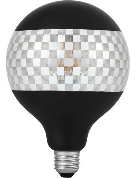 SPL filament LED globelamp Laser blox 125mm 4W E27 230V 2500K kleur 925 zwart dimbaar
