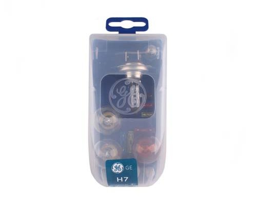 General Electric 70694 H7 halogeen autolampenset 
inhoud H7, T4W, R5W, P21/5W, C5W, P21W, PY21W, W5W
zekering 10A, 15A, 20A minizekering 7,5A, 10A, 20A