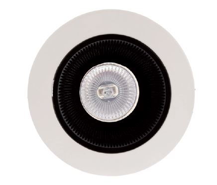 Indigo KS80 inbouwspot rond GZ10 50W geborsteld met zwart binnenwerk met verdiepte ligging van de lamp