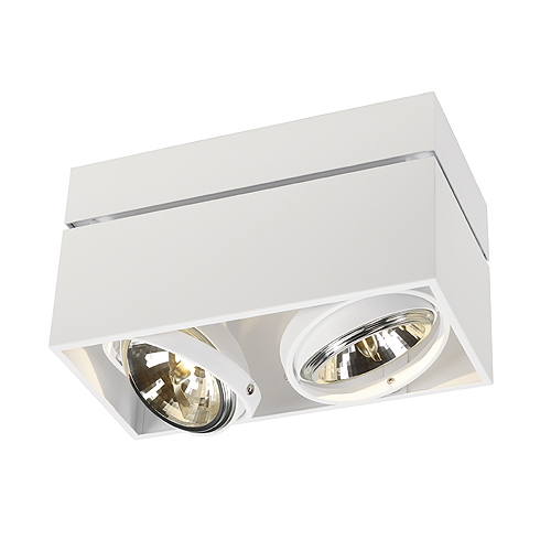 SLV Kardamod Surface Square Double QR111 G53 2x75W plafond opbouwarmatuur wit 117131 313171