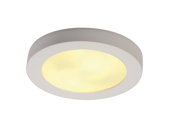 SLV 148001 GL105 E27 15W plafond opbouwarmatuur rond gips wit na gronden overschilderbaar met muurverf