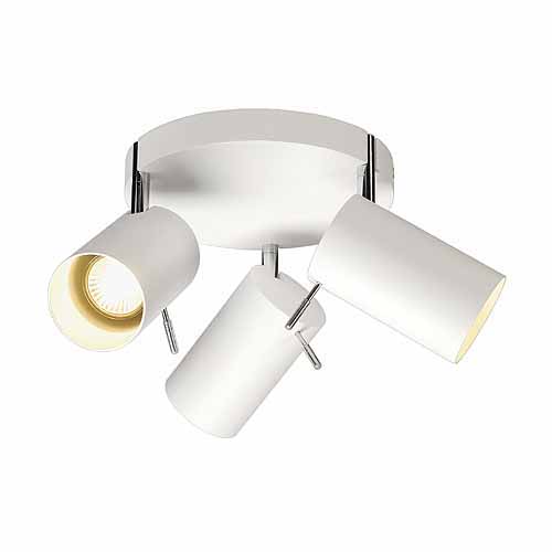 SLV 147414 Asto Tube 3 Round GU10 ES63 3x75W wand- en plafond opbouwarmatuur wit