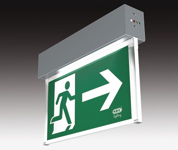 SEC Ledlux3-P-AT 3W 1h nood/continu opbouw grijs RAL9006 zonder plexiglas pictogram IP20 autotest