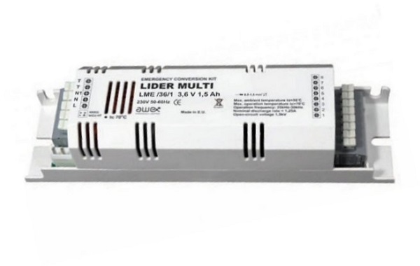 AWEX noodunit Lider Multi LME/58/2 met batterij 4,8V 2,5Ah, LED indicator en invertermodule