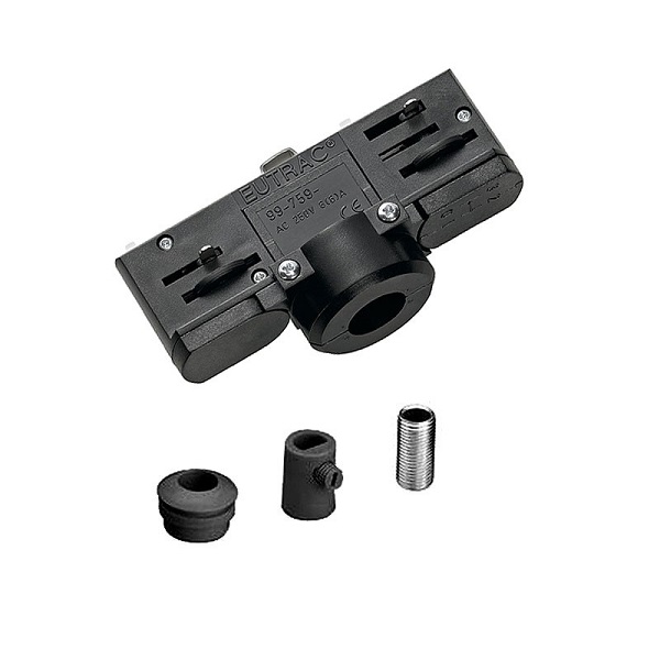 Eutrac Multi adaptor met nippel M10x1 en trekontlasting voor 3f spanningsrail zwart