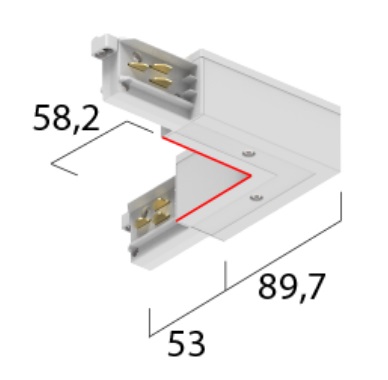 Onetrack by Eutrac 575 2 1210 2 hoekstuk Dali 3f spanningsrail doorlopende aarde binnen met voedingsmogelijkheid zwart