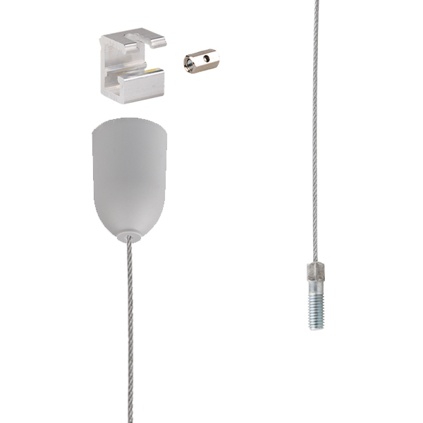 Nordic Global SPW1-1,5-1 staaldraadset M6 met plafondkap grijs 1,5m 
SKB-12 en M6 moer los meebestellen