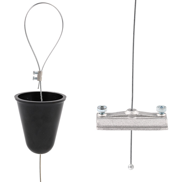 Ivela 3f ophangset staaldraad 2m plaat 60mm zwart