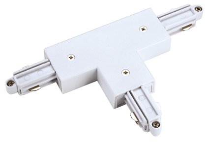 SLV 143071 1 fase opbouw spanningsrail T stuk aarde links met voedings mogelijkheid wit