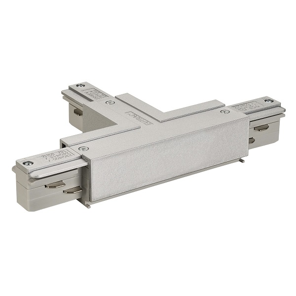 Eutrac 555 1 1213 3 T-stuk 3f opbouw aarde binnen, links zilvergrijs