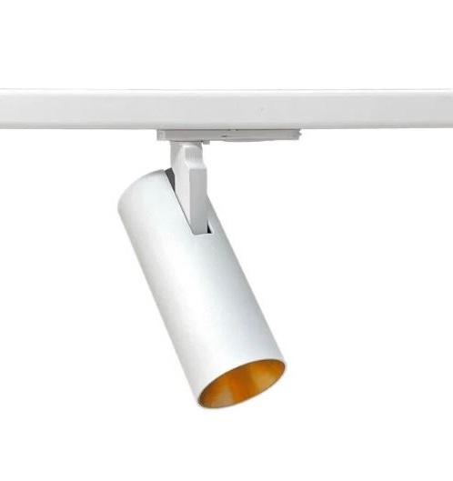 Firstlight Slimm 50 10W 930-918 3000K-1800K 1 fase Nordic Global Base GB 66 railadaptor LEDarmatuur wit met gouden ring Dim to Warm 36°