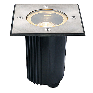 SLV 229324 Dasar Square 115 GU10 35W grond inbouwarmatuur kantelbaar IP67 RVS 
Met inbouwpot