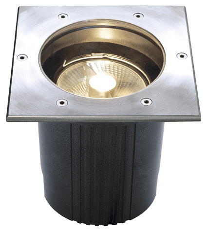 SLV 229234 Dasar 215 Square ES111 GU10 75W grond inbouwarmatuur vast IP67 RVS 
Met inbouwpot, geschikt voor doorverbinden