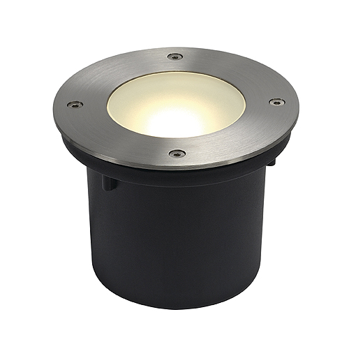 SLV 230170 Wetsy LED Disk 300 rond Philips Fortimo LED 9W 2700K 300lm wand- en grond inbouwarmatuur vast snoer 1,4m en inbouwpot IP67 RVS