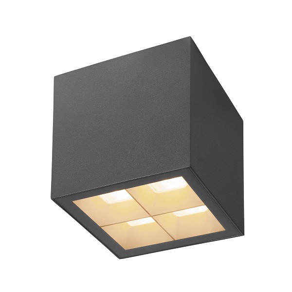 SLV 1007461 S-Cube LED plafond opbouwarmatuur 15W 827 830 2700K 3000K dimbaar IP65 antraciet