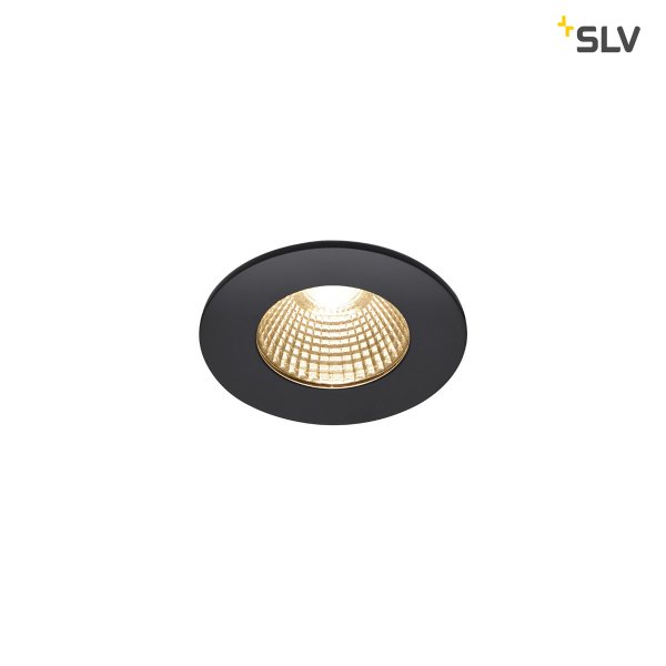 SLV 1002098 Patta-I Round LED 3000-1800K Ra90 plafond inbouwarmatuur IP65 dimbaar zwart mat