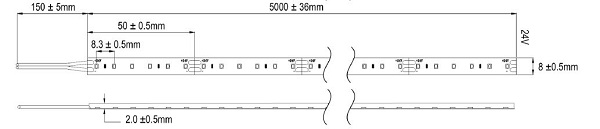Arditi 808298 OSI24-10-927 48W 24V DC 2700K kleur 927 5m rol flexibele LEDstrip met plakstrip IP63
