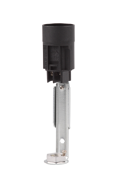 Kaarslamphouder E14 verstelbaar van 100-120mm, moer M10x1, schroefaansluiting zwart, buitenmaat = Ø23,5mm thermoplastisch